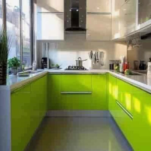 U Shape Laminated Modular Kitchen For Home