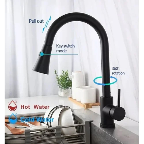 JABON VI01018 Single Handle Pull Out 360 Rotatable Kitchen Faucet