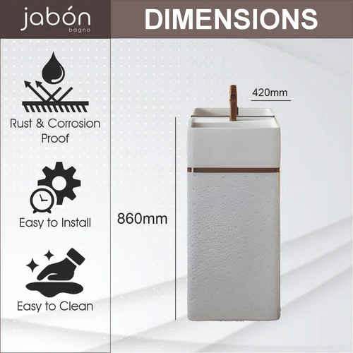 JABON JPDS1001 Stone Pedestal Wash Basin