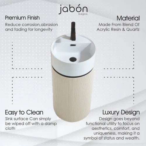 JABON JPDS1017 Stone Pedestal Wash Basin