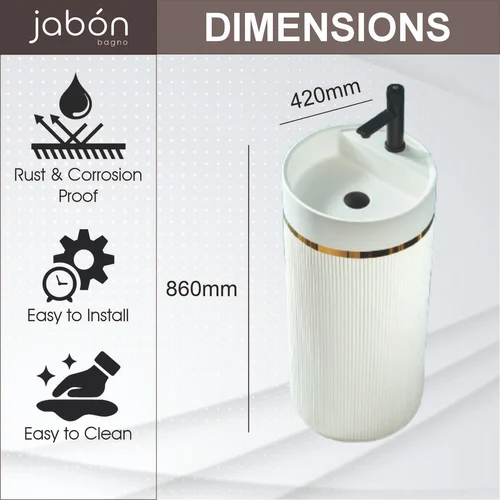JABON JPDS1022 Stone Pedestal Wash Basin