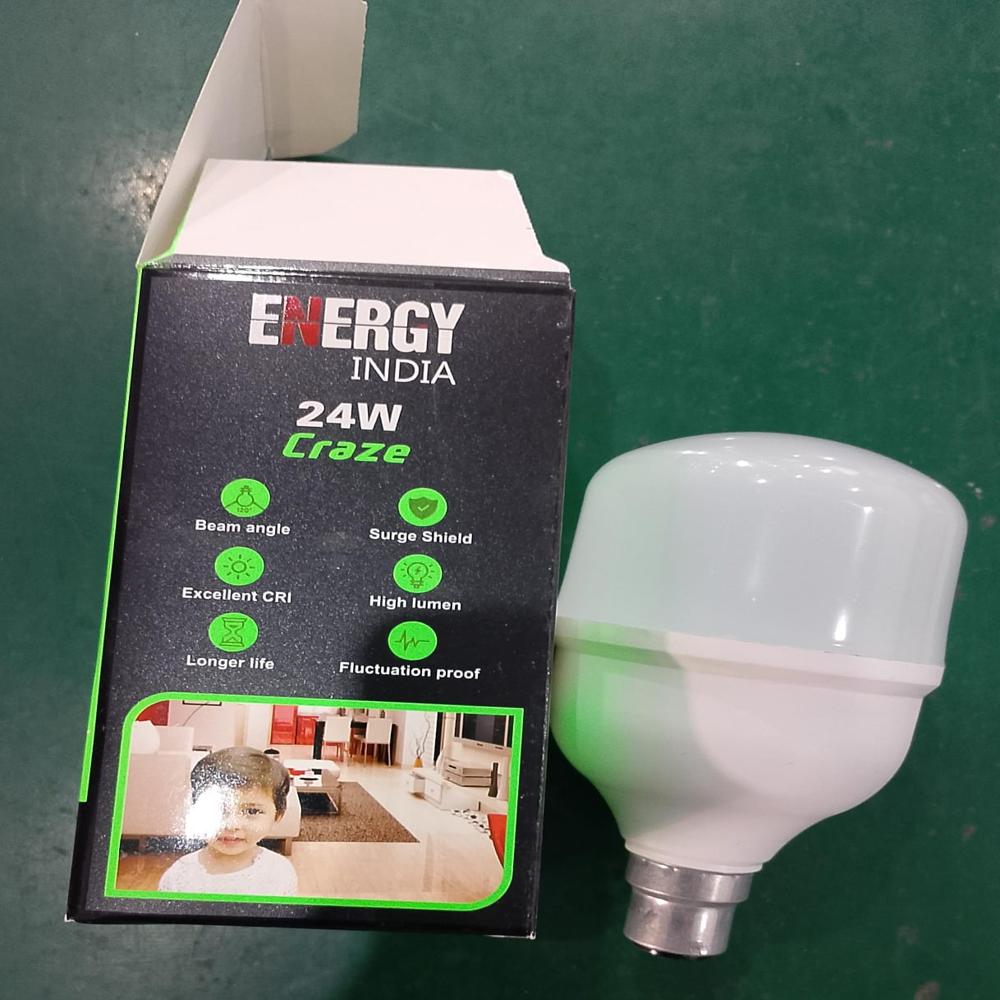 24 Watt Led Bulb - Plastic Material, 220 Volt Input Voltage | Modern Indoor Design For Enhanced Illumination