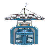 Single Jersey Knitting Machine - Cast Iron Structure, 12-52 Inch Cylinder, Blue & Silver | Electronic Control, Direct Drive, Automatic Lubrication, Digital Panel