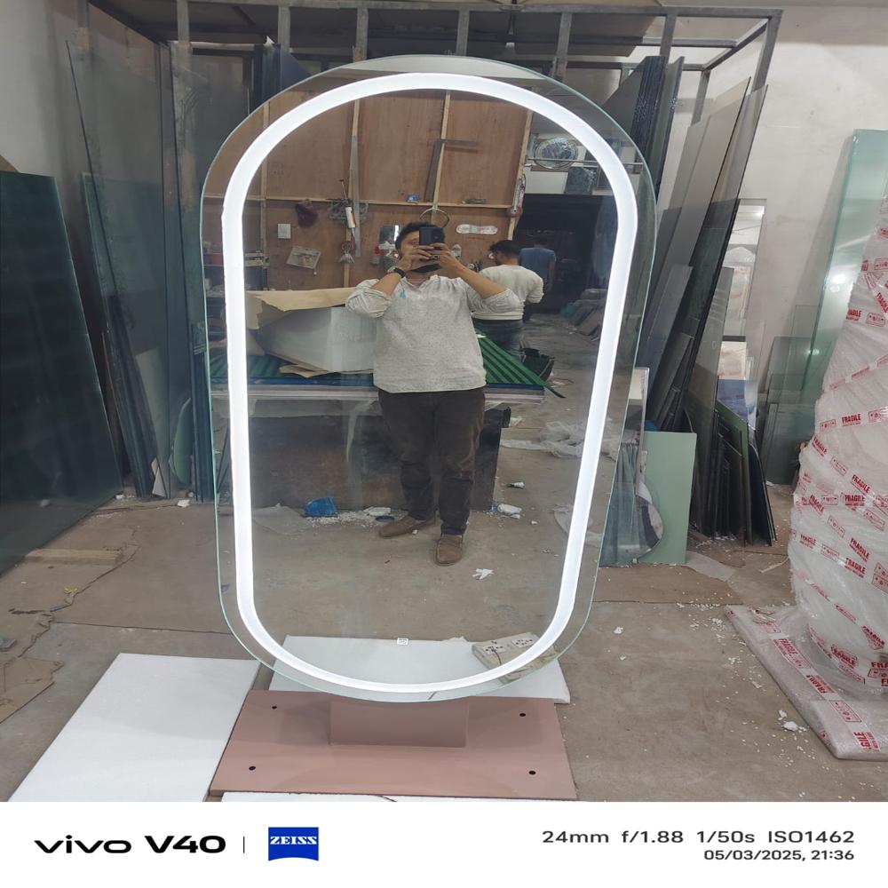 22x48 Inches Glass Household Led Mirror - Shape: Oval