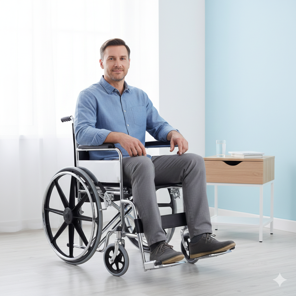 Wheel Chair - Foot Rest Material: Steel