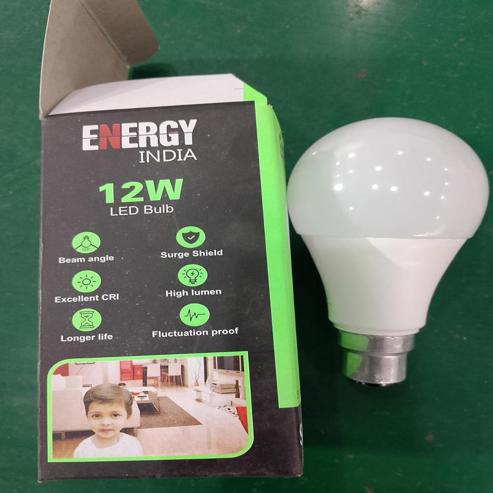 12 Watt Led Bulb - Plastic, Round Shape, White Color | 50/60hz Working Frequency, Indoor Usage, Modern Design