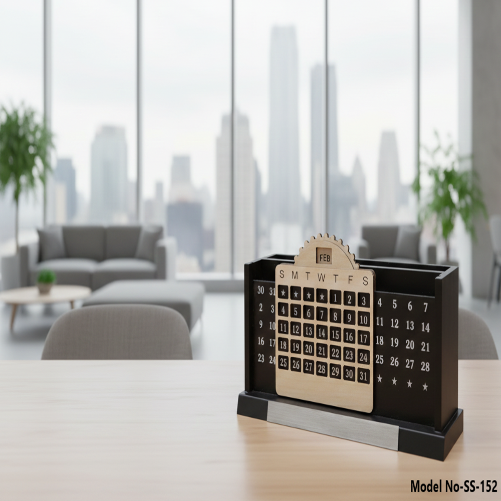 Wooden Stylish Calendar Design Mobile and Pencil Holder (SS-152)
