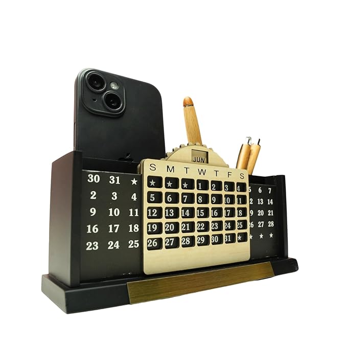 Wooden Stylish Calendar Design Mobile and Pencil Holder (SS-152)