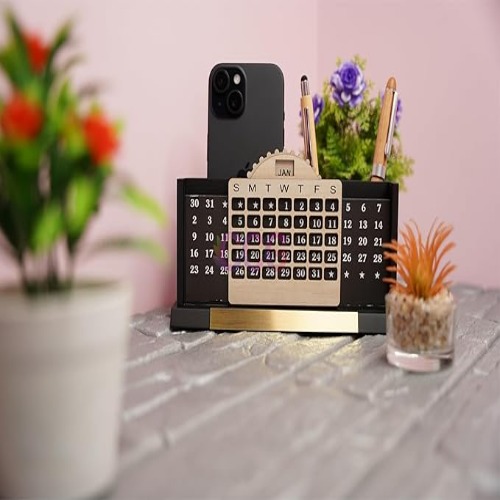 Wooden Stylish Calendar Design Mobile and Pencil Holder (SS-152)