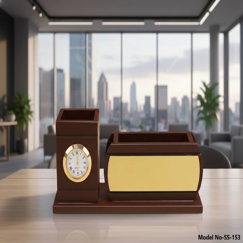 Plywood Rectangular Brown Wooden Desk (Ss-153) - Capacity: Holds 6 10 Pens/Pencils  Space For Mobile Phone Or Small Accessories  Tray Suitable For Visiting Cards