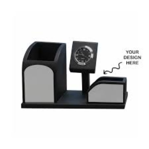 Wooden Table Clock Pen Stand (SS-154)