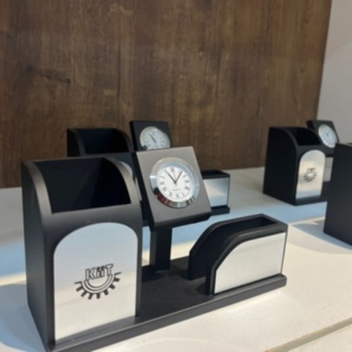 Wooden Table Clock Pen Stand (SS-154)