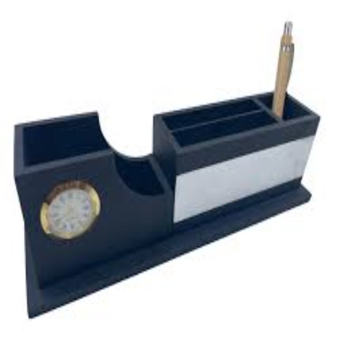 Brown Wooden Desk With Clock (SS-155)