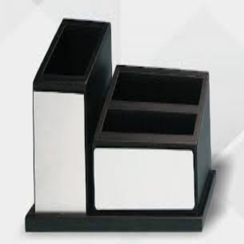 Rectangular Black Wooden Pen Stand Holder (SS-156)