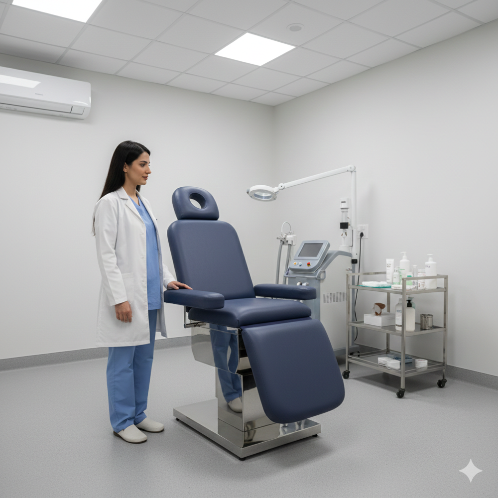 Dermatology chair with ss base