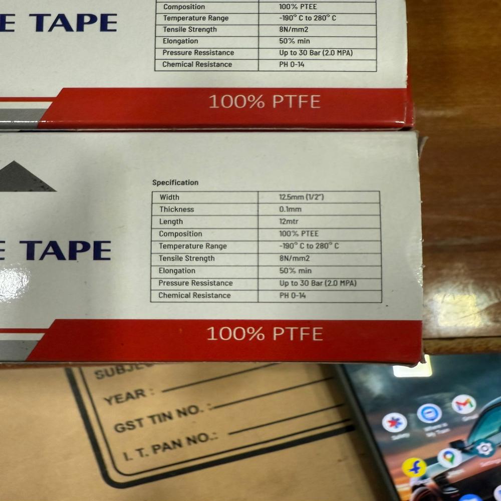 Ptfe Tape - Density: 1.8 Gram Per Cubic Centimeter(g/cm3)