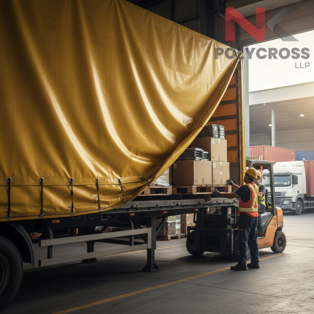 Truck Cover Tarpaulin - Color: Blue/yellow