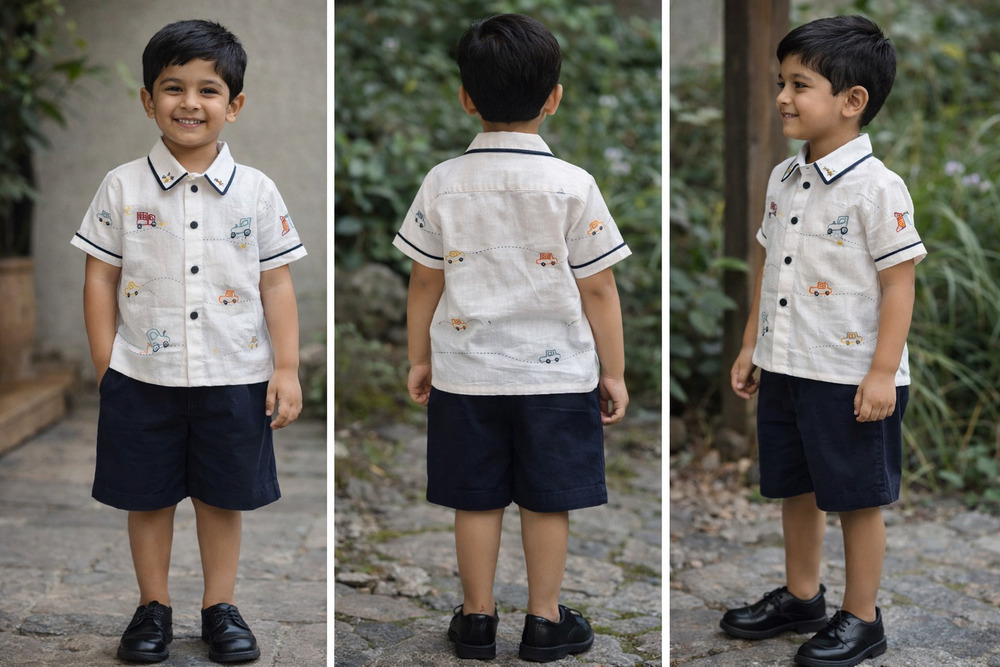 Hand Embroidered Amazing Boy Shirt And Shorts