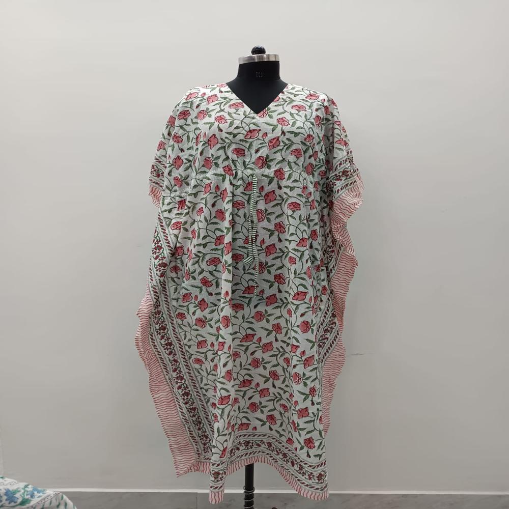 Block Printed Cotton Kaftans - Bust Size: 42 Meter (M)