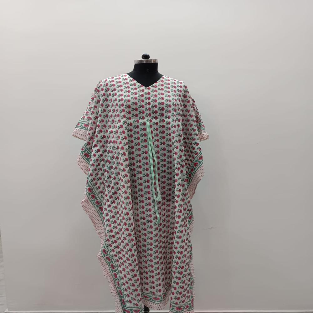 Block Printed Cotton Kaftans - Bust Size: 42 Meter (M)