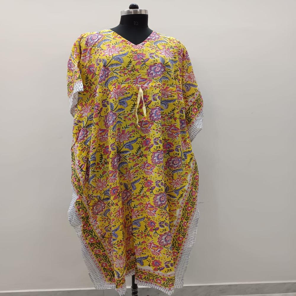 Block Printed Cotton Kaftans - Bust Size: 42 Meter (M)