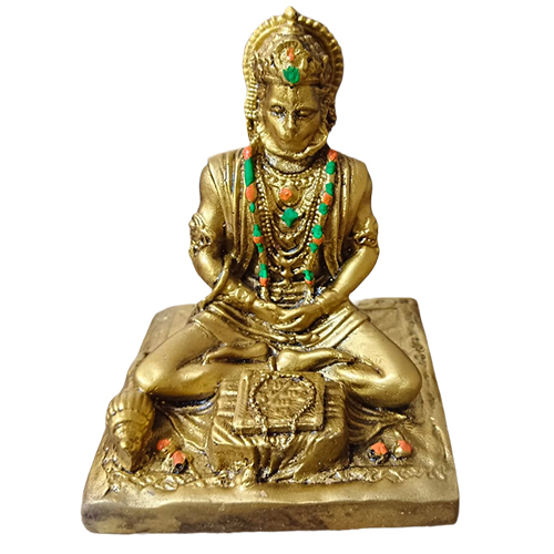 Resin Meditating Lord Hanuman Idol - Color: Golden