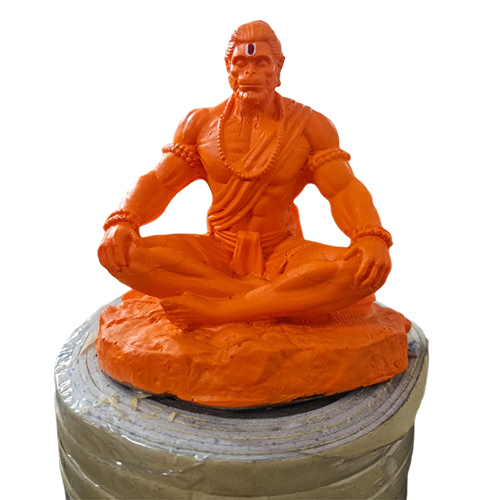 Resin Meditating Lord Hanuman Ji Orange - For Use In: Household