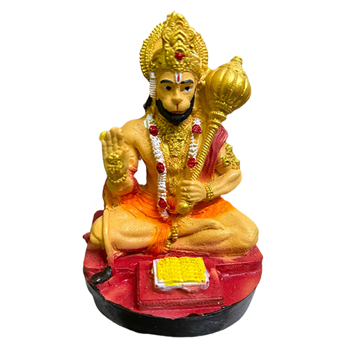 Resin Idol Depicting Lord Hanuman Meditative Pose - Color: Multicolor