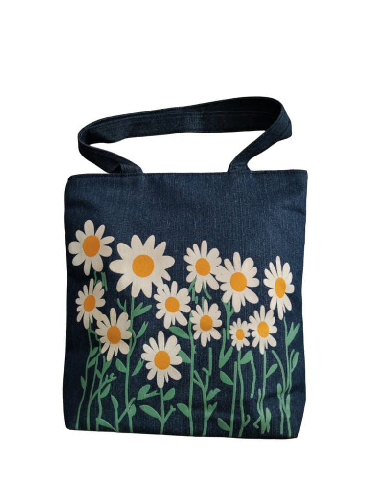 Vintage Floral Tote Bag - Color: Blue