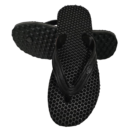 Black Mens Hawai Chappal - Design: Plain