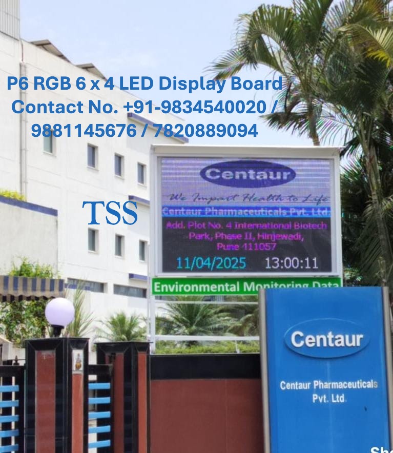 6 X 4 Multicolour Outdoor IP65 AAQMS Parameter LED Display Board