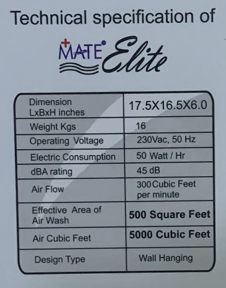 MATE ELITE AIRPURIFIER MACHINE