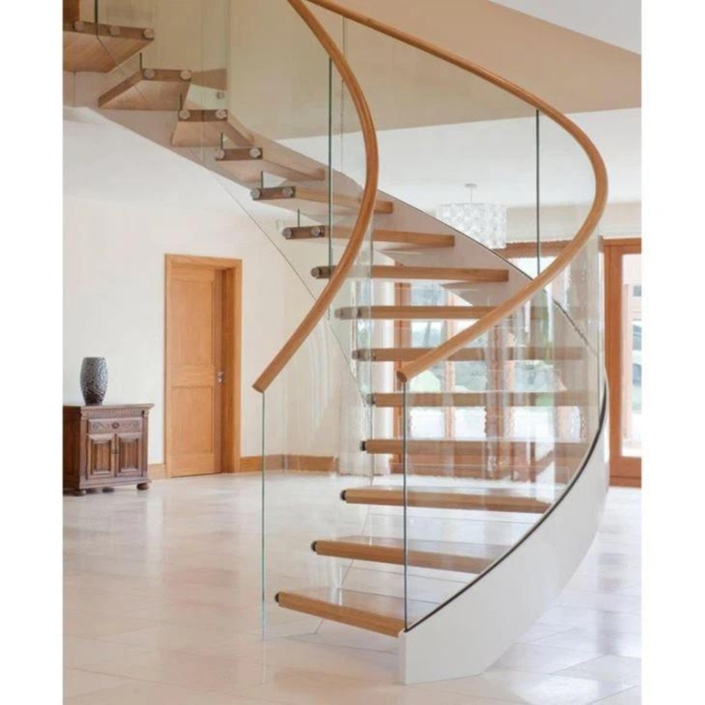 Designer Bend Glass Staircase Railing
