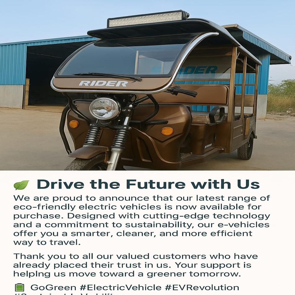 Rider E-rickshaw Passenger - Motor Power: 750 Watt (W)