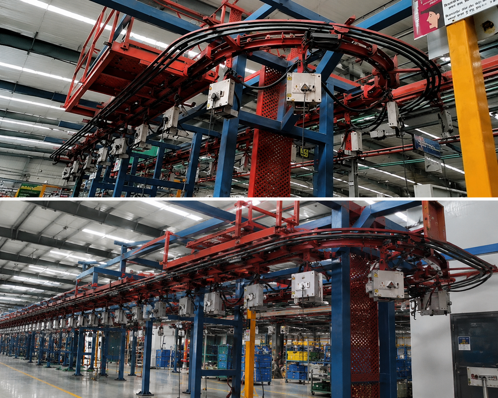 4 Wheel Overhead Conveyor - Color: Blue / Grey