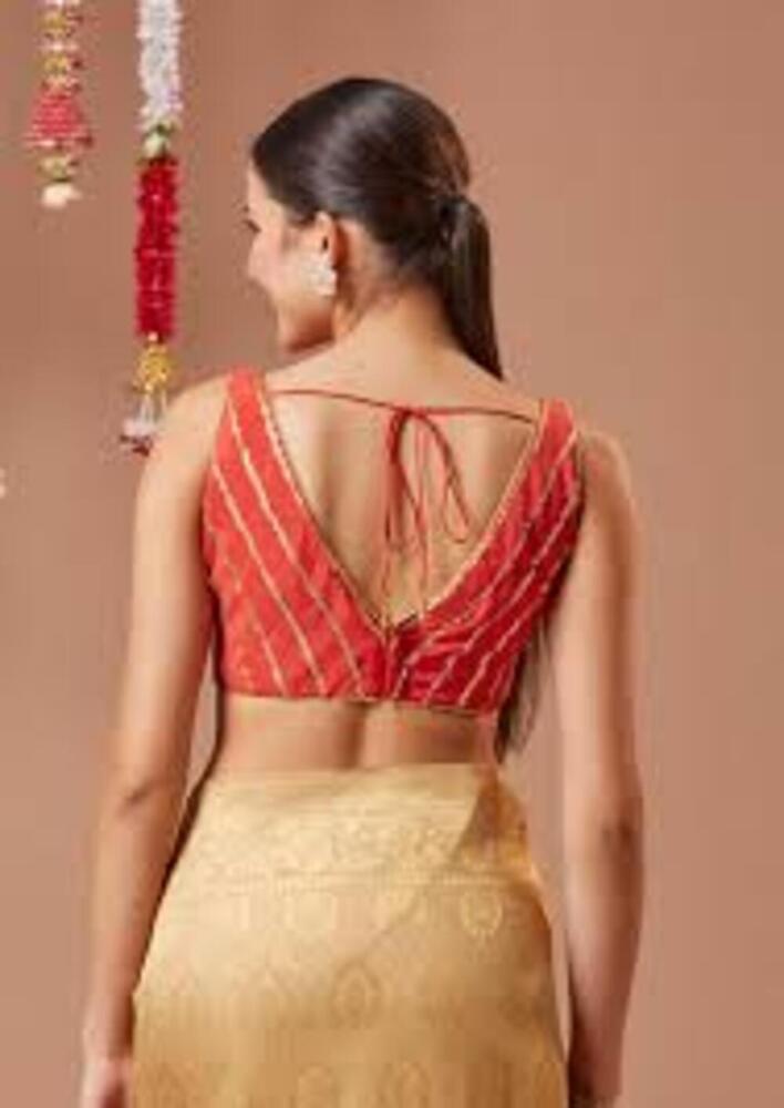 Red Georgette Sleeveless Fashionable Ladies Blouse