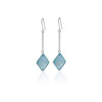 925 Silver Blue Gemstone Drop Earrings for Women | Gift