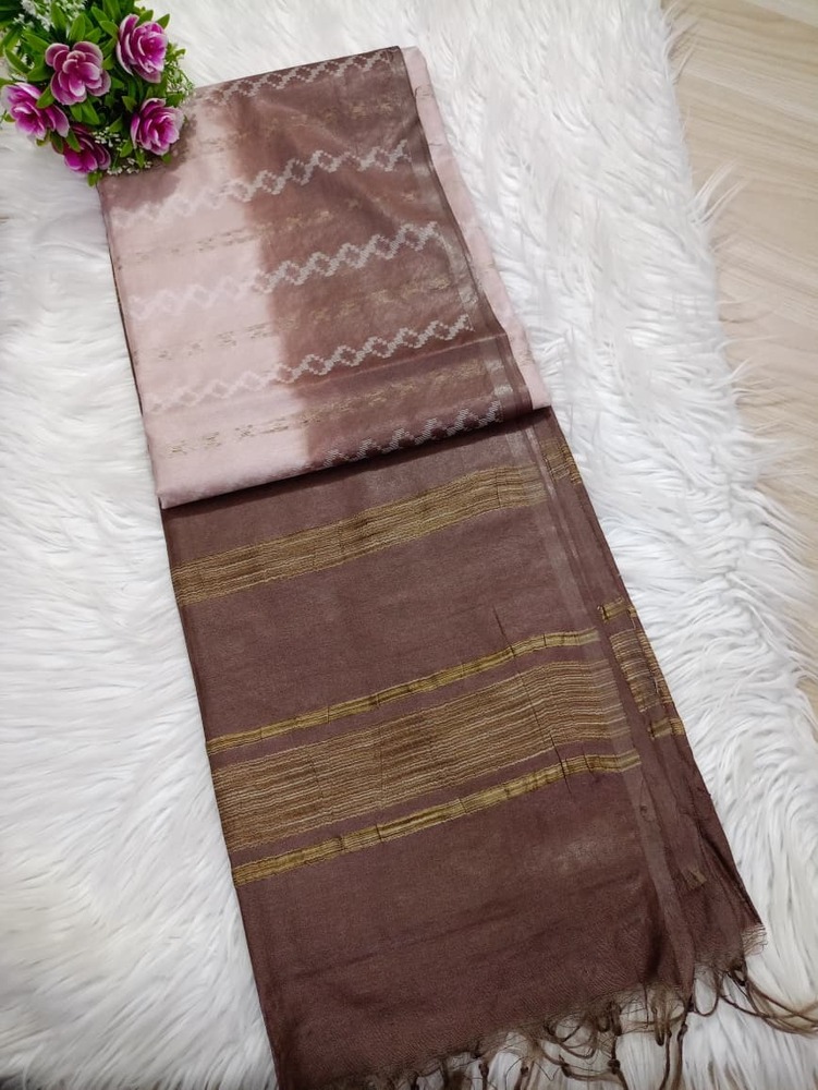 Brown Color Fancy Art Tusaar Silk Saree Brown Color Fancy Art Tusaar Silk Saree