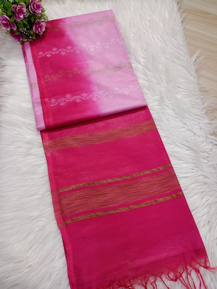 Light Or Dark Pink Color Fancy Art Tusaar Silk Saree - Color: Different Available