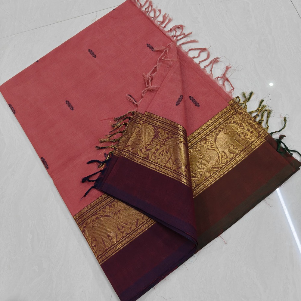 Light Peach Color Kanchi Cotton Sarees