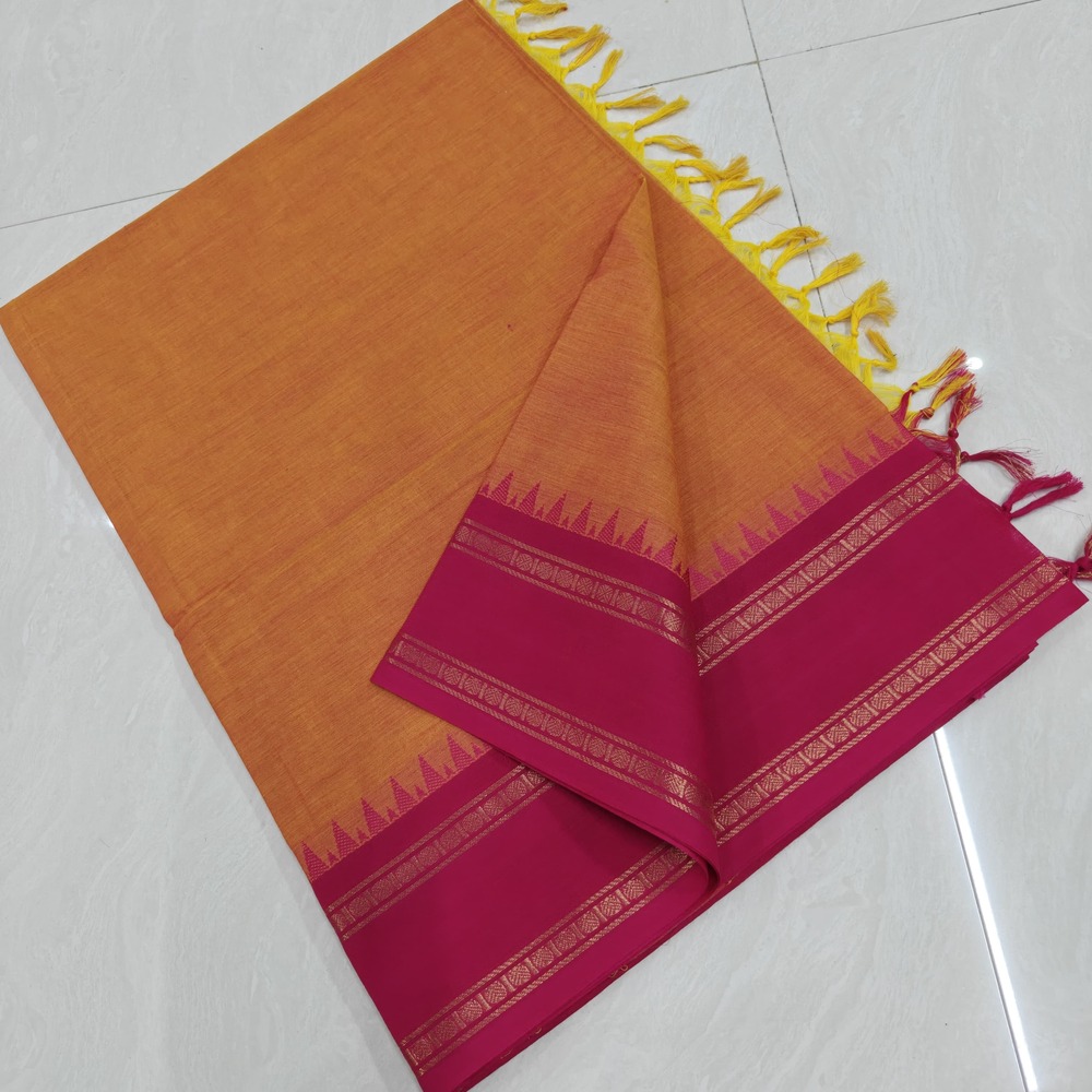 Mustured And Pink Color Kanchi Cotton Border Putta