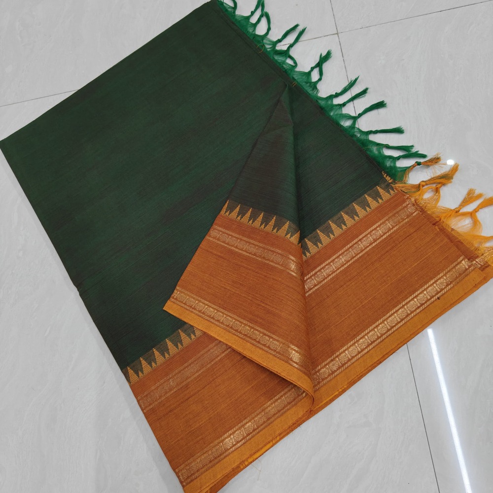 Dark Green Kanchi Cotton Border Putta