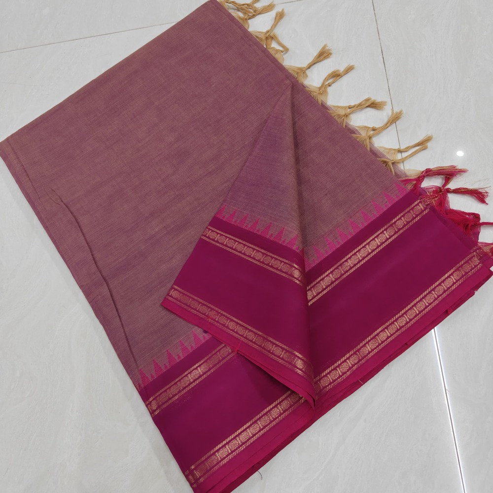 Light And Dark Pink Kanchi Cotton Border Putta Saree
