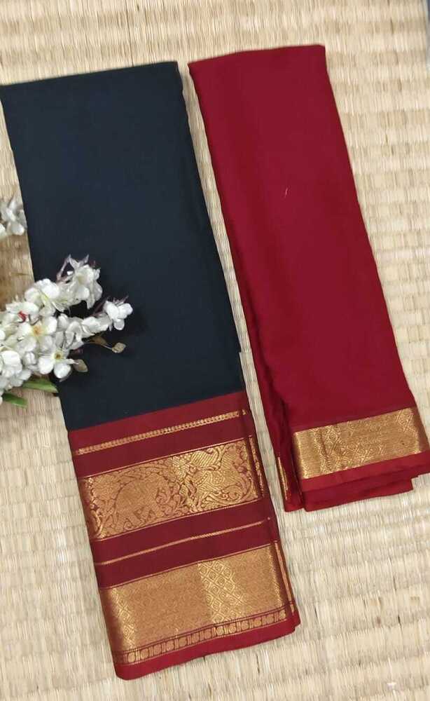 Black And Red Color Pure Chettinad Cotton Half Saree