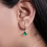 925 Silver Emerald Green Stone Earrings for Women | Gift