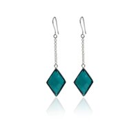 Silver Teal Diamond Drop Earrings for Women | Gemstone Jewelry