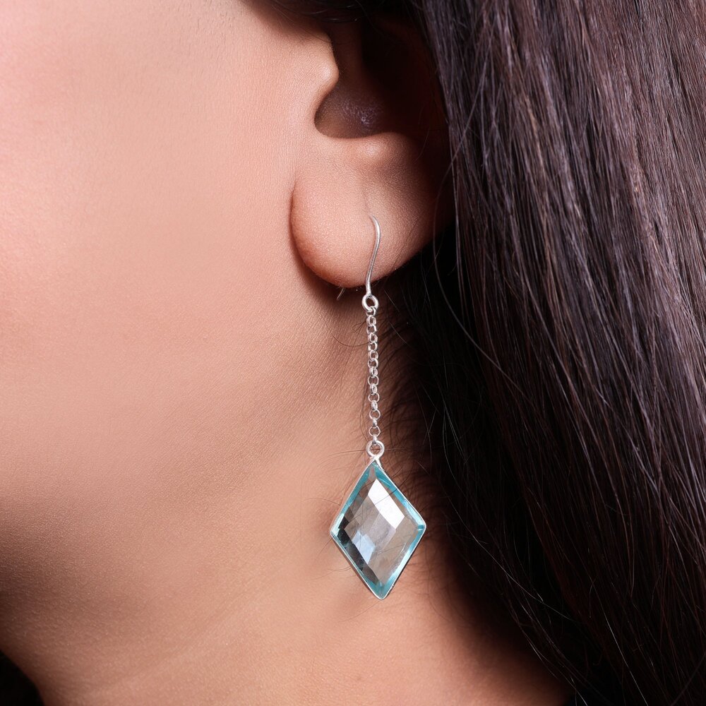 925 Silver Teardrop Earrings for Women | Teal Stone Jewelry