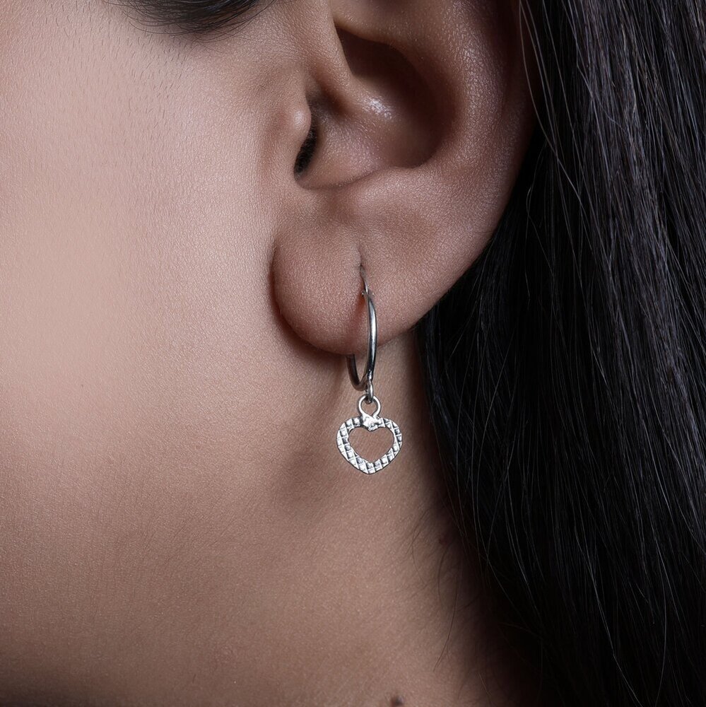 925 Silver Heart Hoop Earrings for Women | Dainty Jewelry