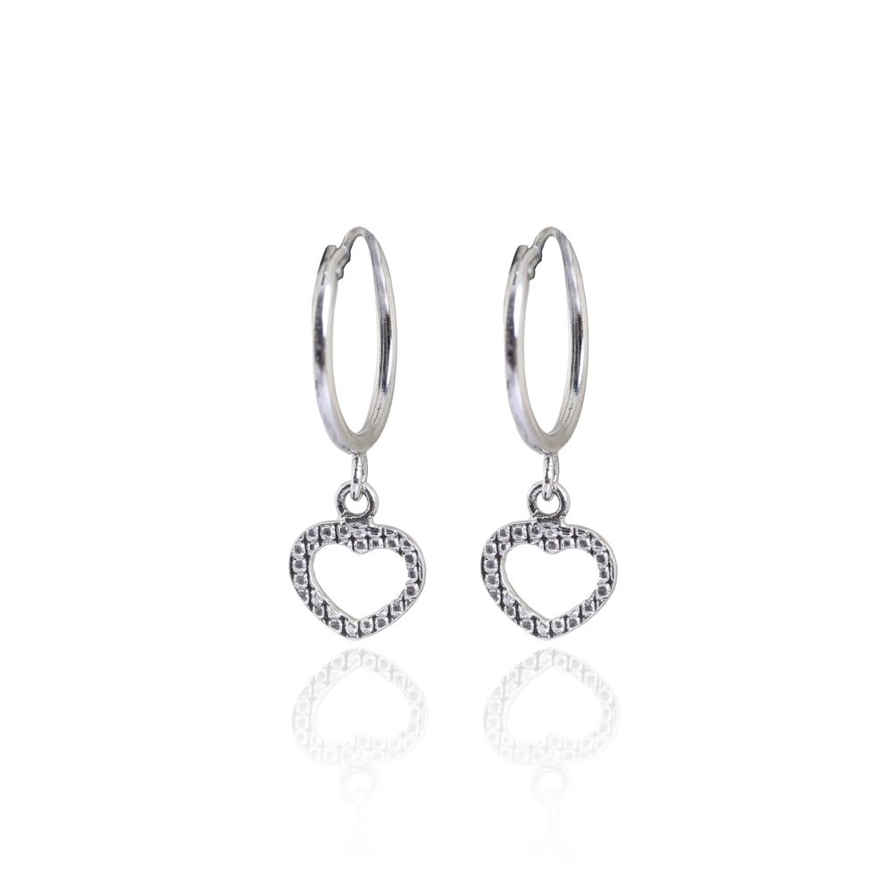 925 Silver Heart Hoop Earrings for Women | Dainty Jewelry
