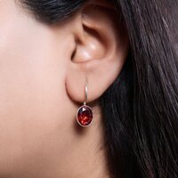 925 Silver Garnet Earrings for Women | Red Gemstone Dangle